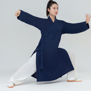 武当山道家传统三清领道袍中国风棉麻道士服薄款太极服功夫表演服