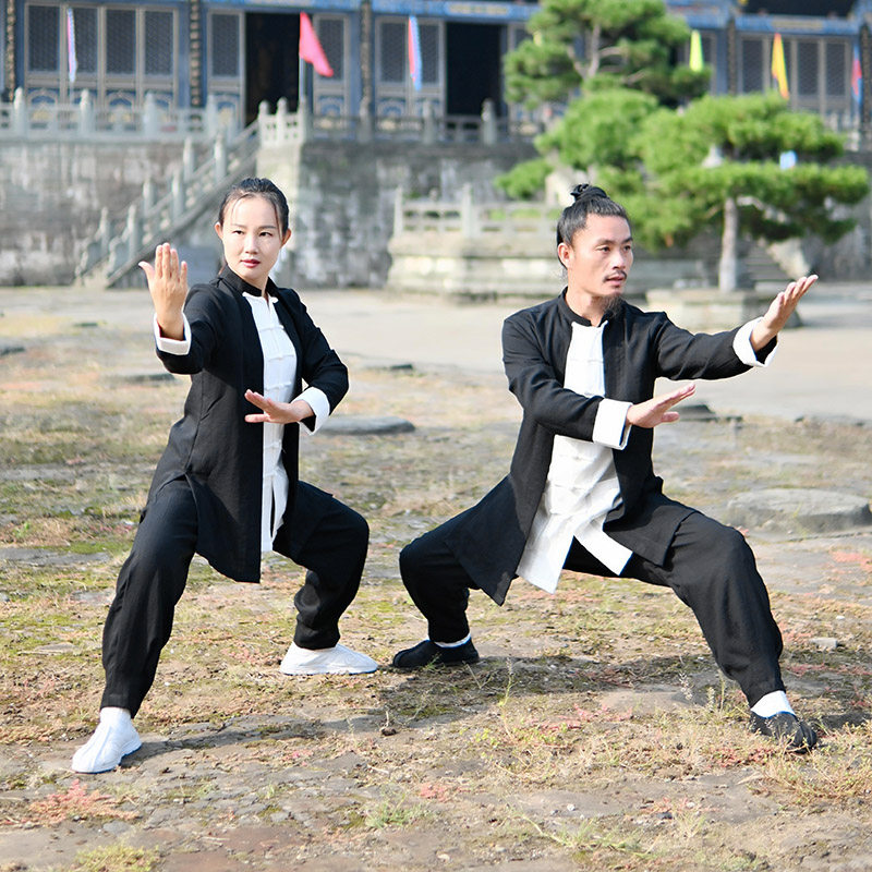 道行布衣高端竹节麻太极服假两件练功服团体套装休闲服春秋