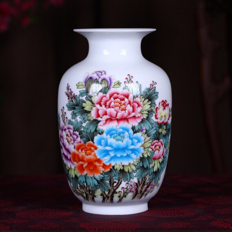 loyo景德镇陶瓷新中式简约花瓶三件套插花现代家居客厅装饰工艺品