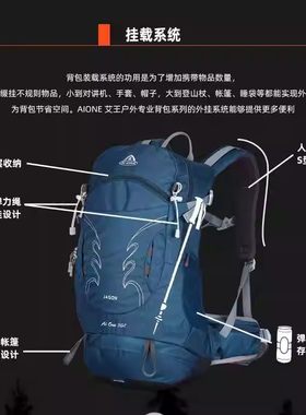 艾王大容量30升防水双肩背包