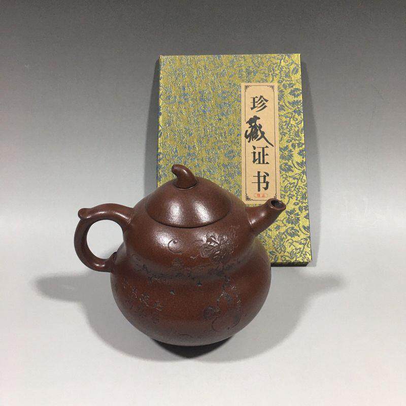 收藏古玩复古工艺品做旧紫泥福禄紫砂壶茶具顾景舟