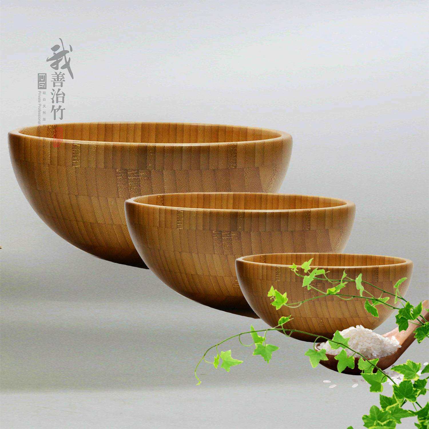 原竹竹碗沙拉碗竹盆水果盘收纳竹盘日式竹碗外贸竹制品