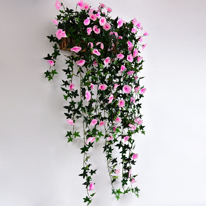 藤条阻燃仿真花塑料花壁挂假花装饰花防火绢花吊花挂壁花田园单只
