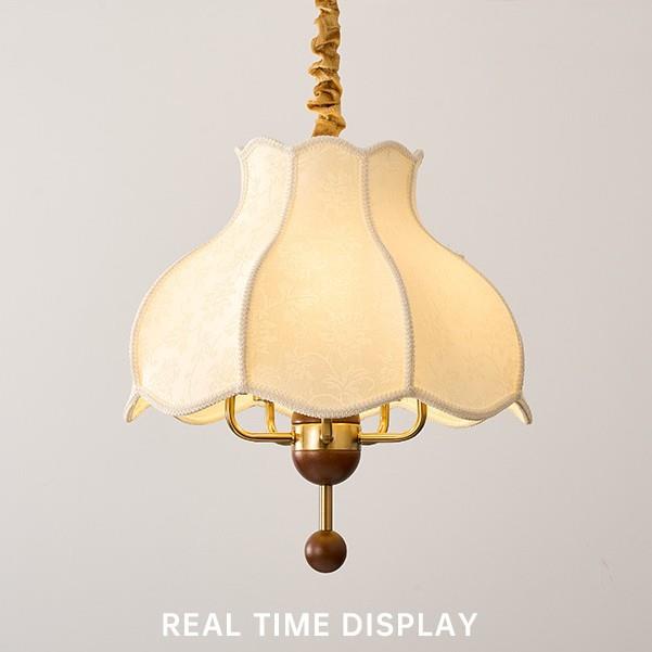 法式中古风vintage餐厅吊灯复古布艺胡桃木卧室衣帽间吧台栗子灯