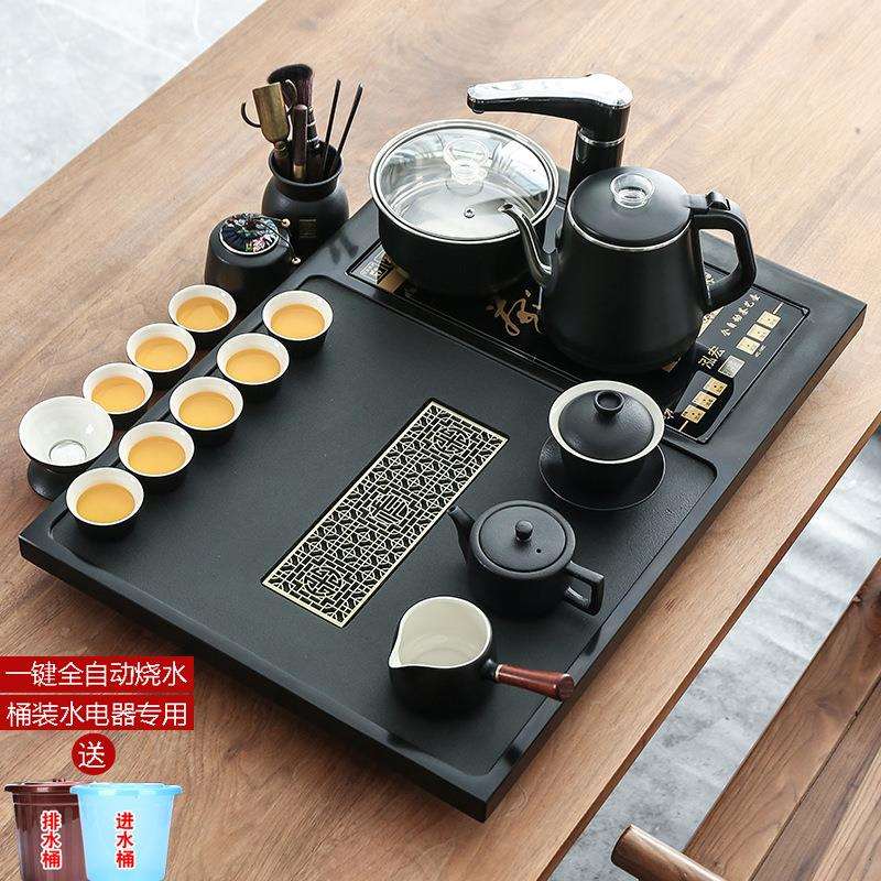 乌金石茶盘小型茶台套装家用全自动一体式办公室会客茶具排水茶海