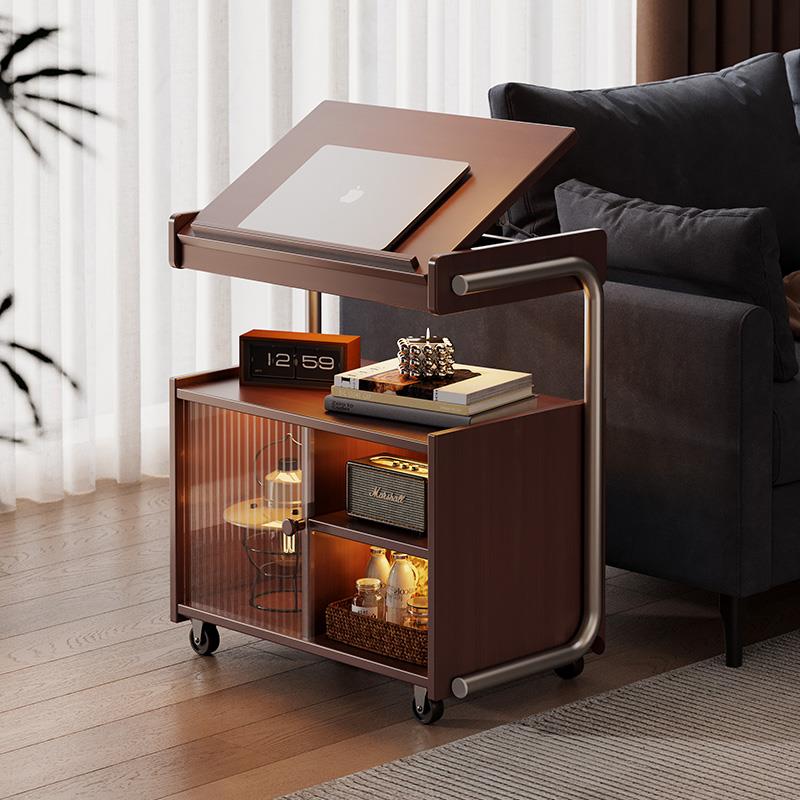 可移动茶几边几沙发边客厅家用小户型实木中古推车卧室床头桌子