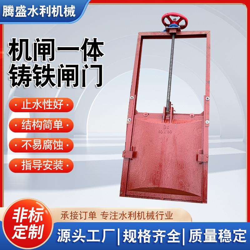 铸铁闸门手动电动机闸一体水渠方闸门双向止水镶铜铸铁闸门