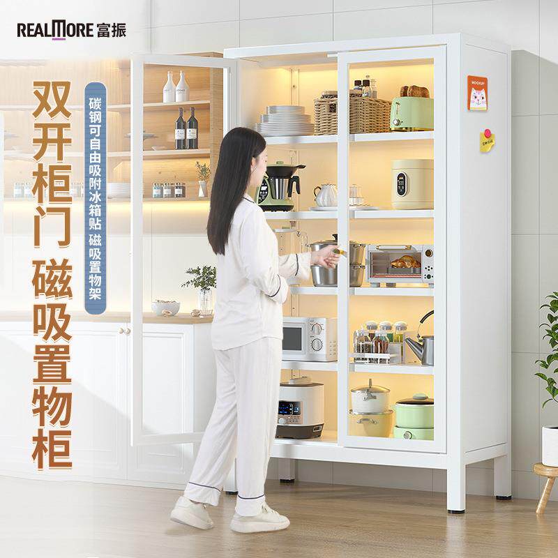 多功能厨房置物架客厅餐边柜落地多层带门防尘碗碟锅具电器储物柜