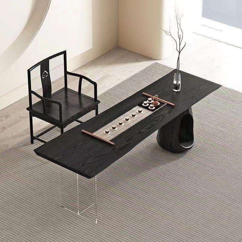 实木餐桌现代简约家用书桌工作台网红悬浮泡茶桌办公桌大板桌