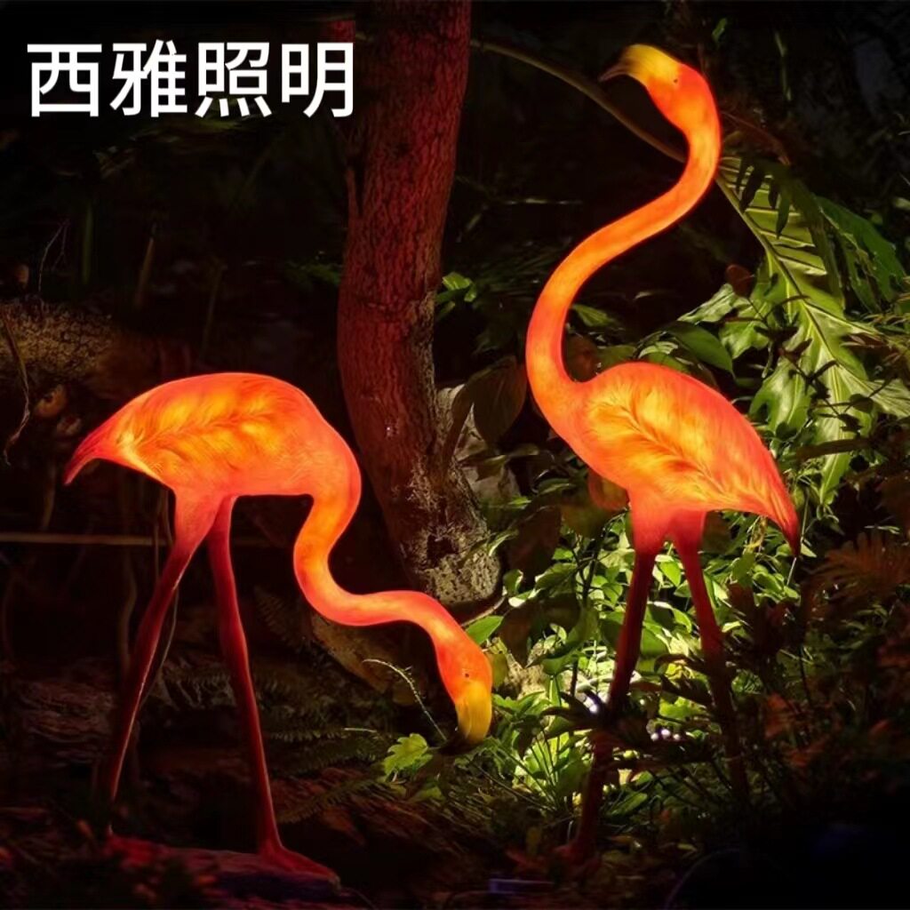 花园玻璃钢仿真动物火烈鸟雕塑园林景观婚庆拍摄道具橱窗装饰摆件