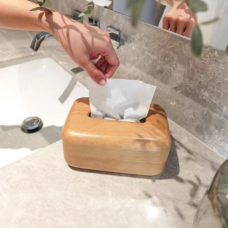 木质榉木纸巾盒茶几桌面抽纸盒家用实木纸巾收纳盒纸巾盒