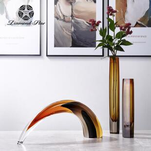 琉璃仙境创意牛角摆件家居装饰客厅书房办公样板间软装工艺品摆件