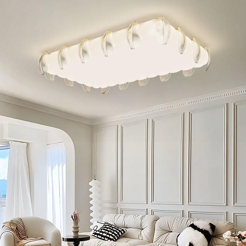 主客厅大气护眼卧室灯现代简约奶油风高质感羽毛玻璃片书房吸顶灯