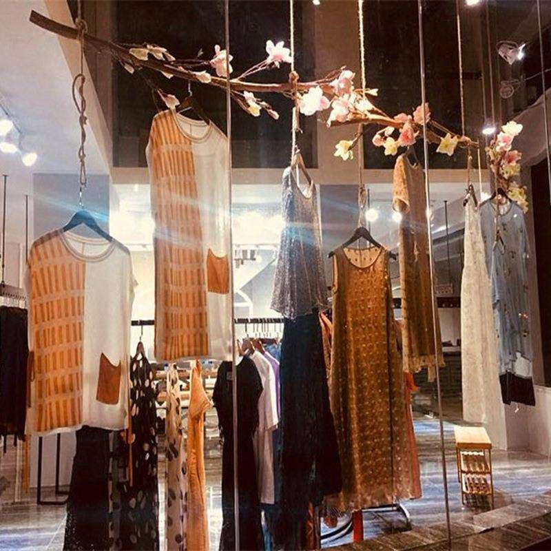 原木棍干树枝服装店挂衣架吊架展架民宿带花树杈木色本色去皮天然