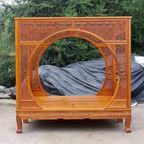 新中式实木明清仿古古典金花梨千工拔步踏步床月洞架子床双人床