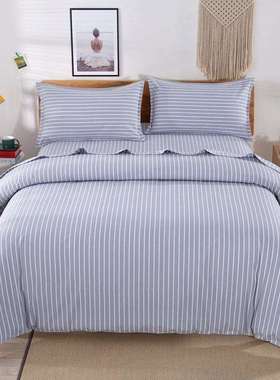 6BUJ山东老粗布四件套纯棉100全棉床单被套加厚上海棉麻亚麻精品