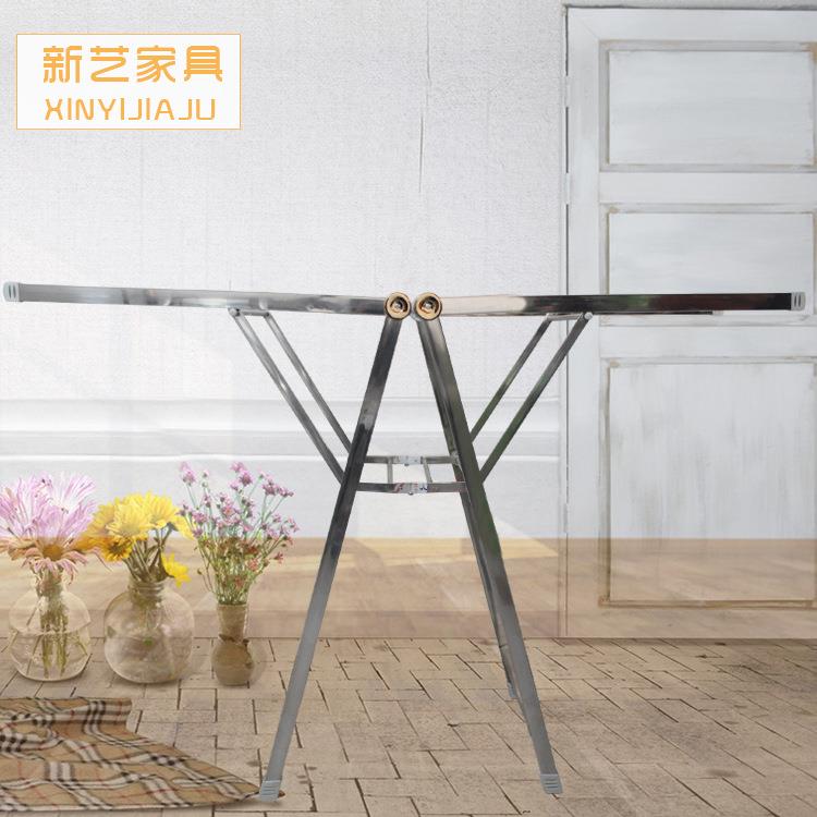 晾衣架落地折叠加厚不锈钢翼型晒衣架阳台双层毛巾架可移动晾衣架