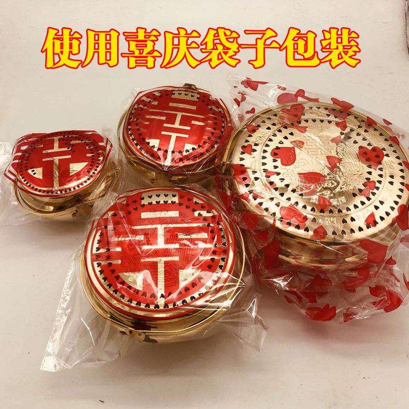 I9AT婚庆用品铜火炉婚礼火冲结婚火铳囱暖手脚炉铜火盆旺火盘陪嫁
