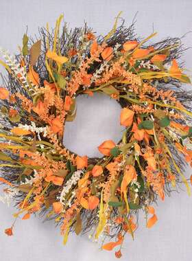 仿真稻穗花环丰收节感恩节家居门饰挂件秋季装饰花环