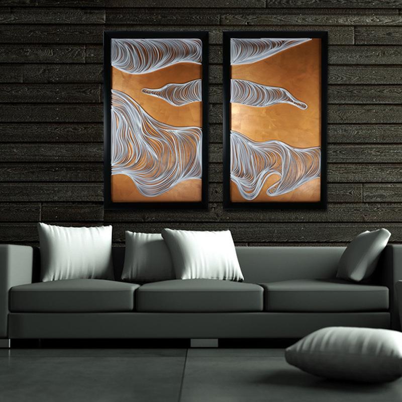 新中式客厅装饰画软装抽象立体实物画个性创意家装皮革雕刻工艺画