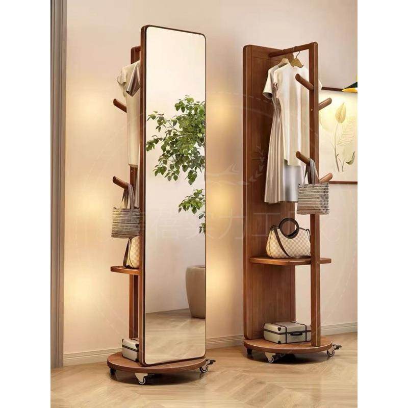 全身镜落地镜家用衣帽架一体穿衣镜可旋转移动女生卧室大试衣镜子