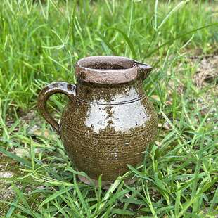 土陶老式复古柴烧青釉茶罐耳罐粗陶煮茶罐可上火茶壶油壶插花