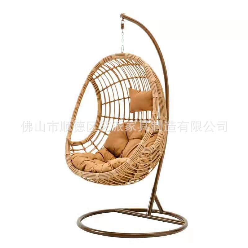 户外现代简约秋千吊椅家用休闲篮藤椅子鸟巢摇篮黄色粗藤吊篮h