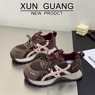 真皮厚底德训鞋女加绒女鞋2025秋冬新款百搭阿甘运动休闲老爹鞋子