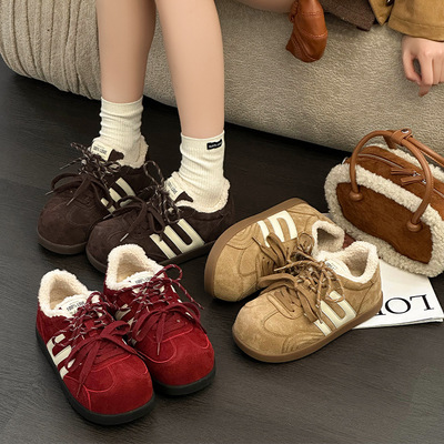 软底德训鞋女加绒2025秋季新款百搭显瘦休闲鞋学生轻便防滑阿甘鞋