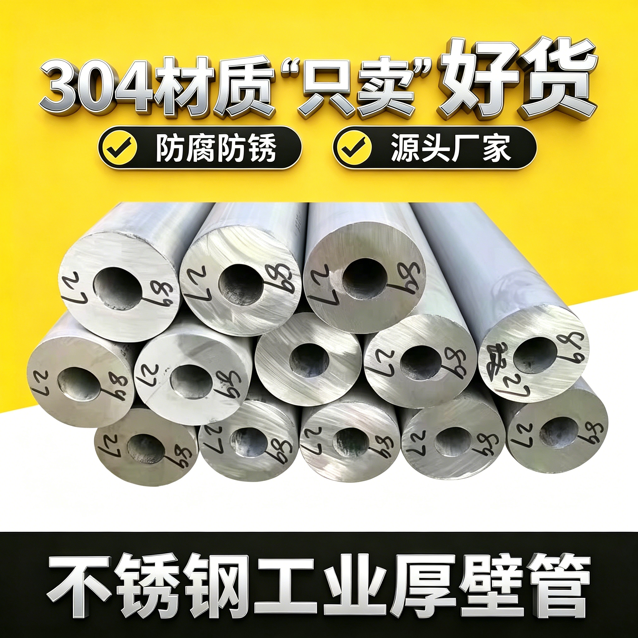 304不锈钢厚壁管无缝钢管32切零58大口径52加厚空心圆管