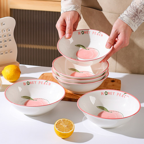 家用日式斗碗骨瓷面碗大号汤碗6英寸拉面碗餐具碗单个陶瓷泡面碗