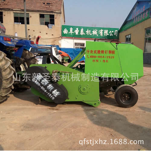 秸秆粉碎打捆一体机 收割机带动的圆捆打包机 回收打捆机视频