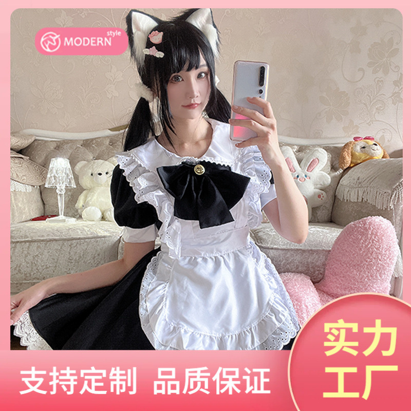 新日系可爱Lolita黑白女佣制服女仆装洛丽塔兔女郎cosplay连衣裙