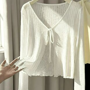 纯色系带开衫外套女 Women solid color lace up cardigan jacket