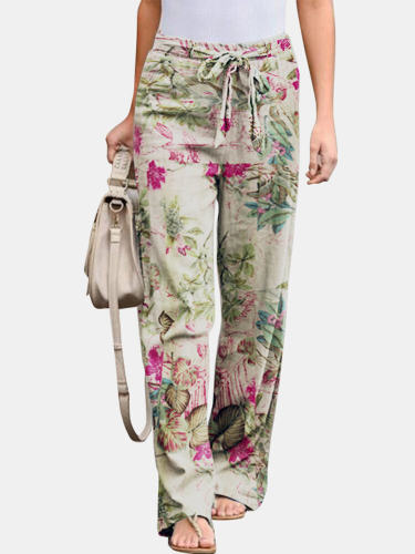 Casual loose print straight leg pants   休闲宽松印花直筒裤女