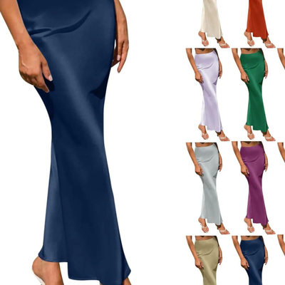 Solid high waist fish tail half skirt 女士纯色高腰鱼尾半身裙