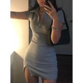 tight short front Sexy neck baggy skirt 性感紧身翻领包臀短裙