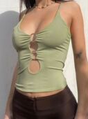 hollow 无袖 out sling Sexy 性感镂空修身 slim top 吊带上衣