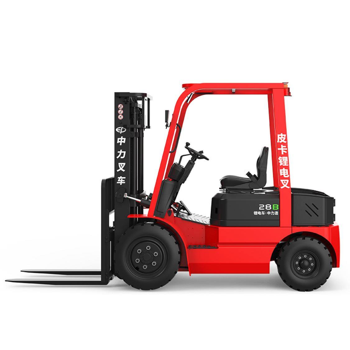 中力2.8吨锂电叉车efx281b 皮卡电动锂电座驾式平衡重叉车