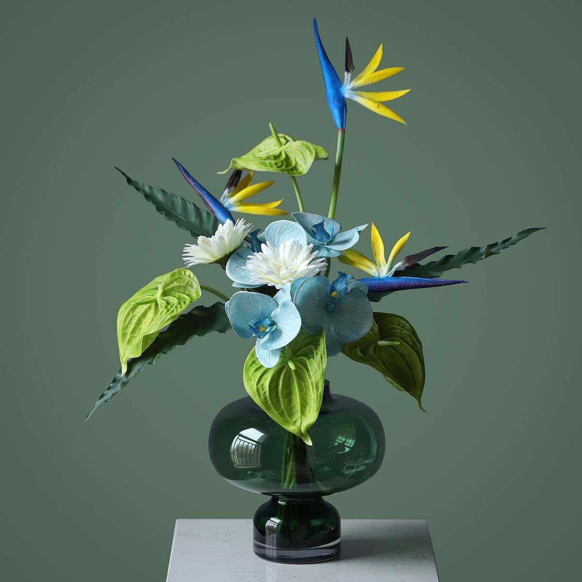 青绿山水系列仿真花束设计师花植空间材料婚礼绢花插花家居室内