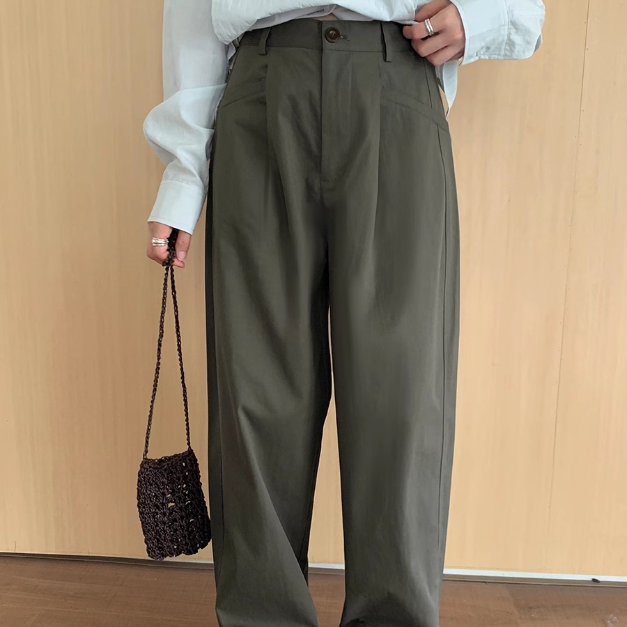 老钱风莱赛尔棉直筒阔腿裤女25秋