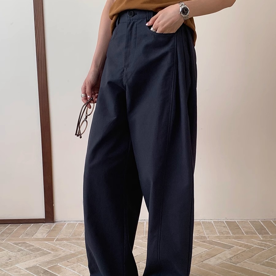 韩风设计师款纯棉弯刀休闲裤女25