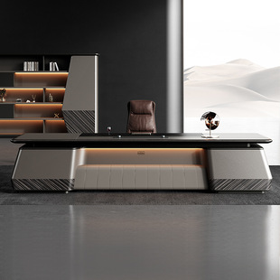 迪欧轻奢板式经理单人办公桌 董事长大班台办公室桌椅组合老板桌