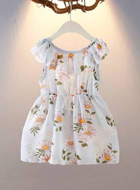 Girls chiffon dress summer magnanimous small and medium chil