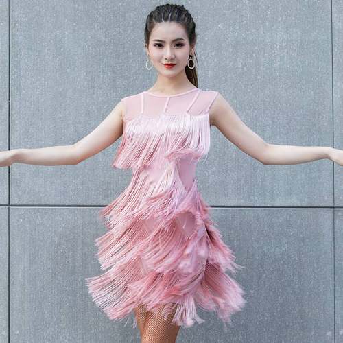 Latin dance tassel dress sexy female adult practice clothes