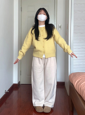 【含羊毛】抽绳纯色醋酸加绒加厚奶奶裤阿殊 ASOUL 小个子长裤