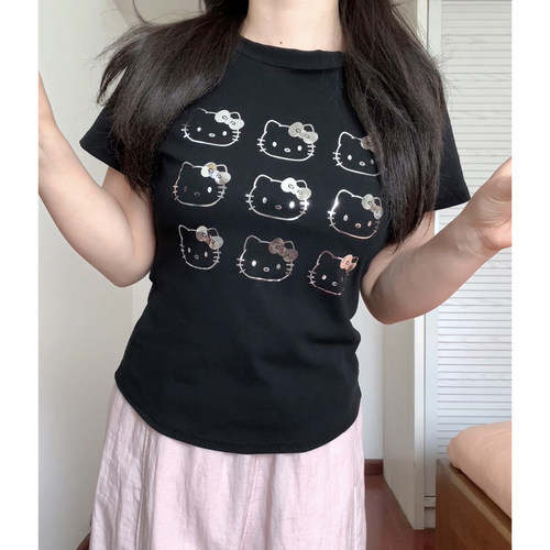 可爱卡通猫咪 T恤阿殊 ASOUL 显瘦上衣女