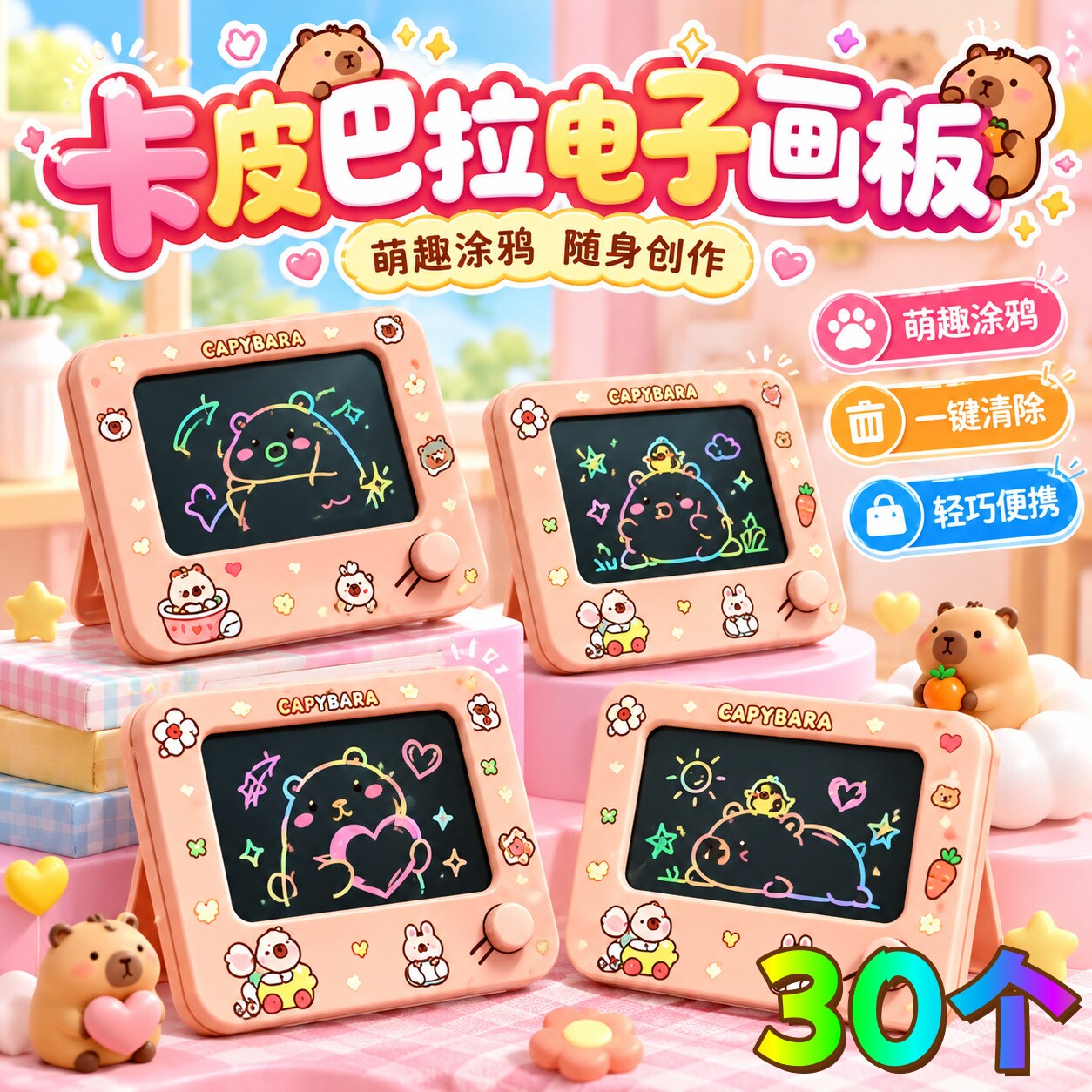 幼儿园过生日送全班的小礼品水豚玩具画板小学生奖励积分兑换礼物