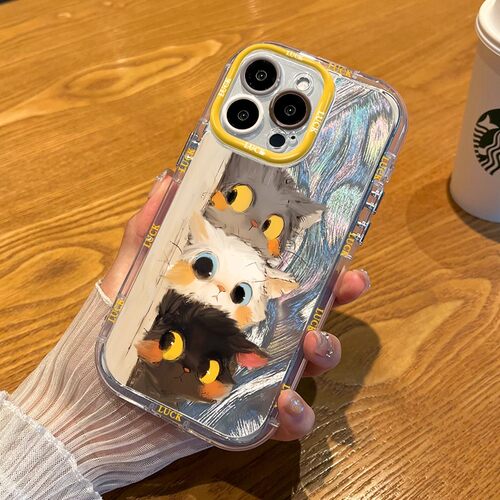 可爱三只小猫咪opporeno15c手机壳reno14/13/12新款卡通findx9/x8可爱女款k13/k12全包镜头a6/a5防摔软保护套