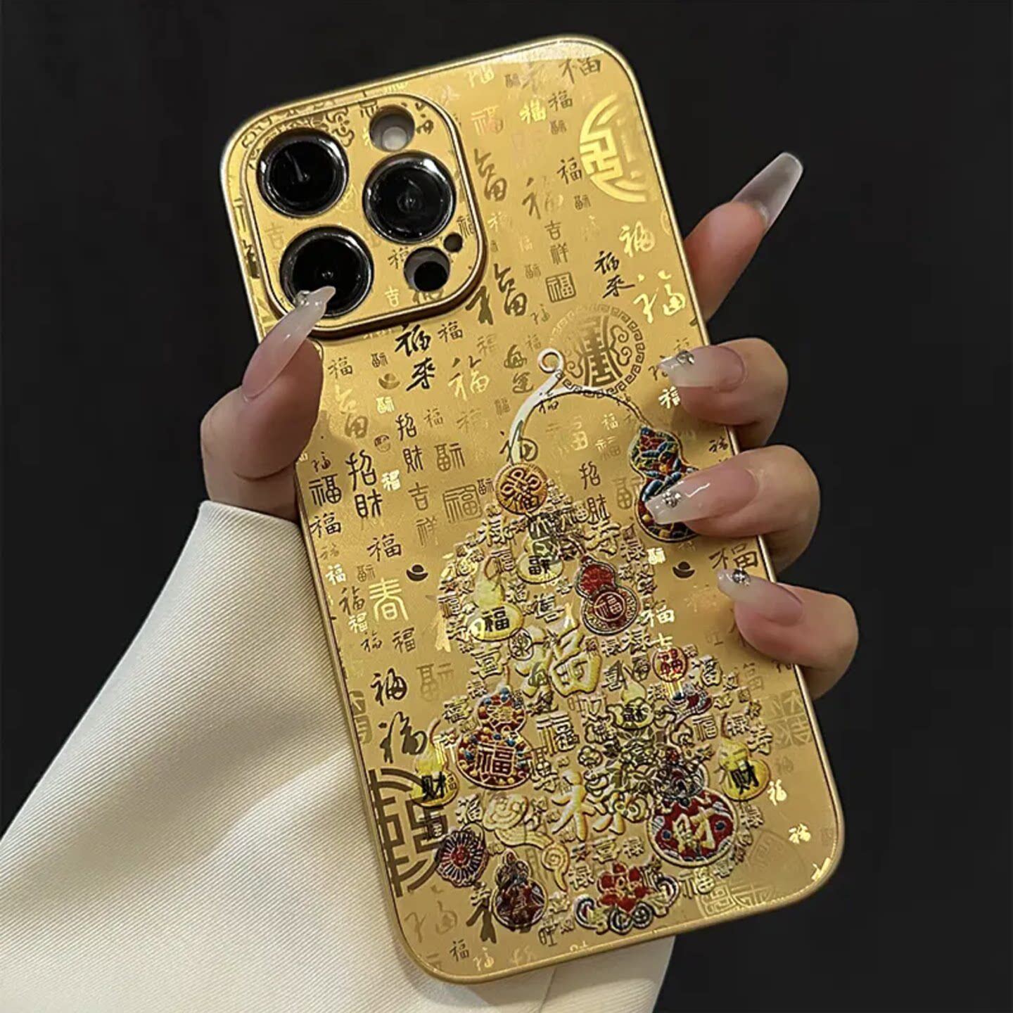 金属漆百福图金色葫芦适用OPPORENO16PRO手机壳reno15/14新款国潮findx10高级K15男女款A6全包ACE6防摔保护套